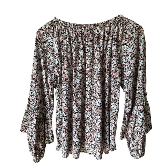 Lauren Ralph Lauren Floral Print Tiered Sleeve  Women's Size Large Blouse - Picture 2 of 4